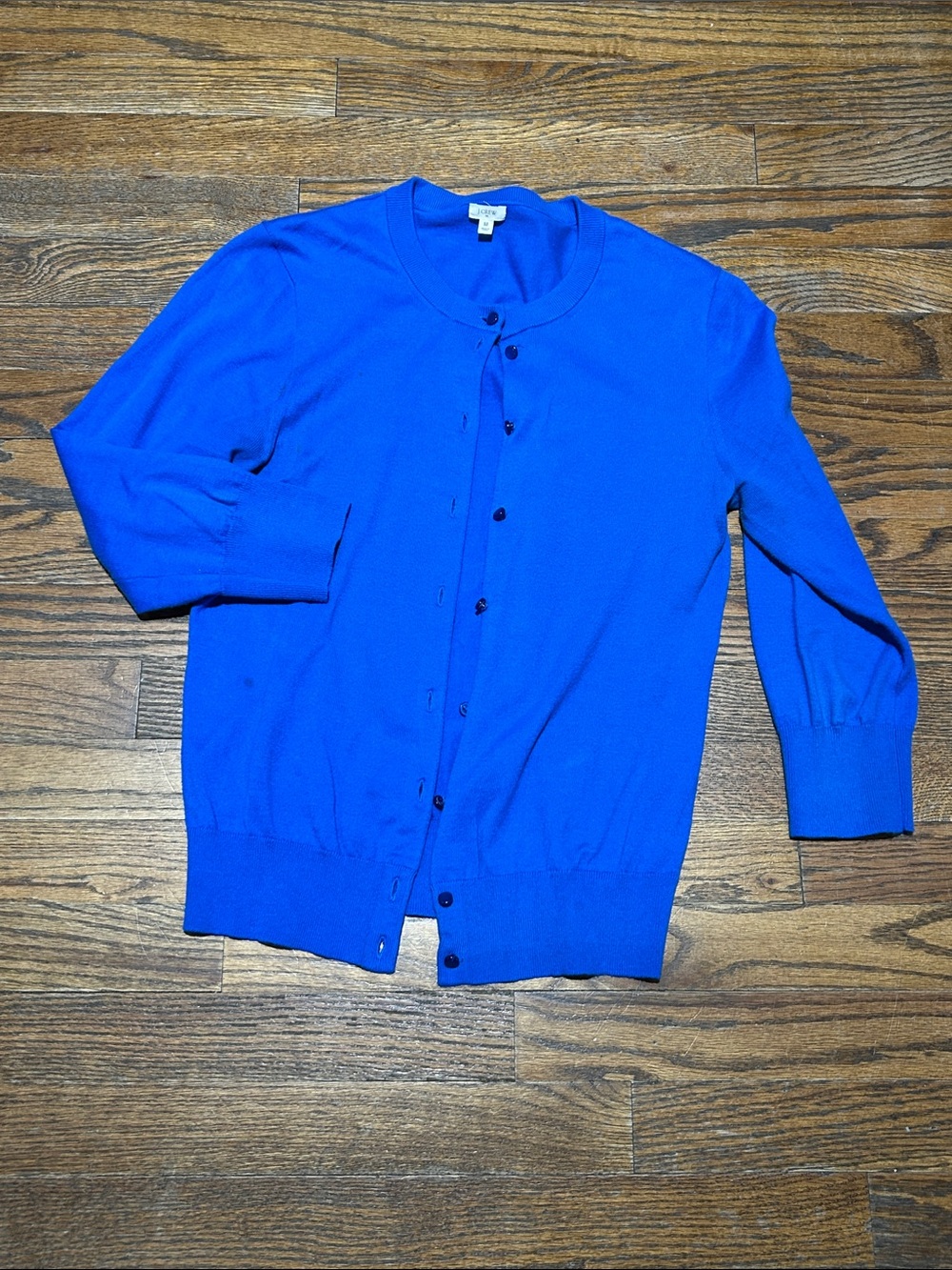 Classic Crew Neck Cardigan Sweater - Royal Blue